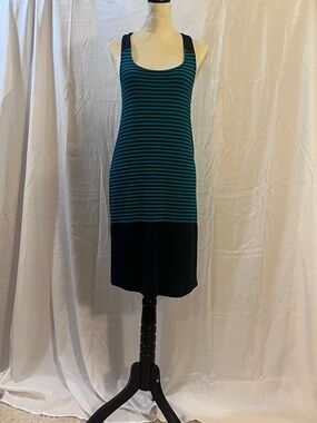 Caslon Green and Navy Striped Midi Tank Dress